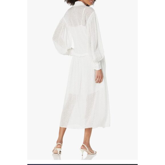 Rebecca Taylor Women's Ruffle Sheer Button Front Ruffle Trim Shirtdress Dress 12 - Picture 12 of 13